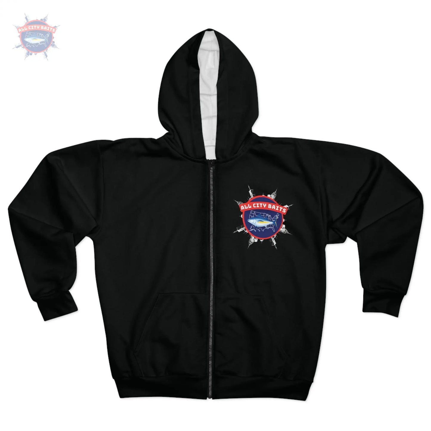 All City Baits Unisex Zip Hoodie Printify