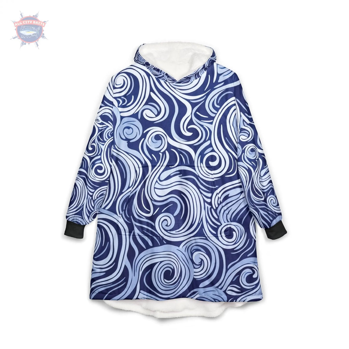 Blue Waves Beach Blanket Hoodie Printify