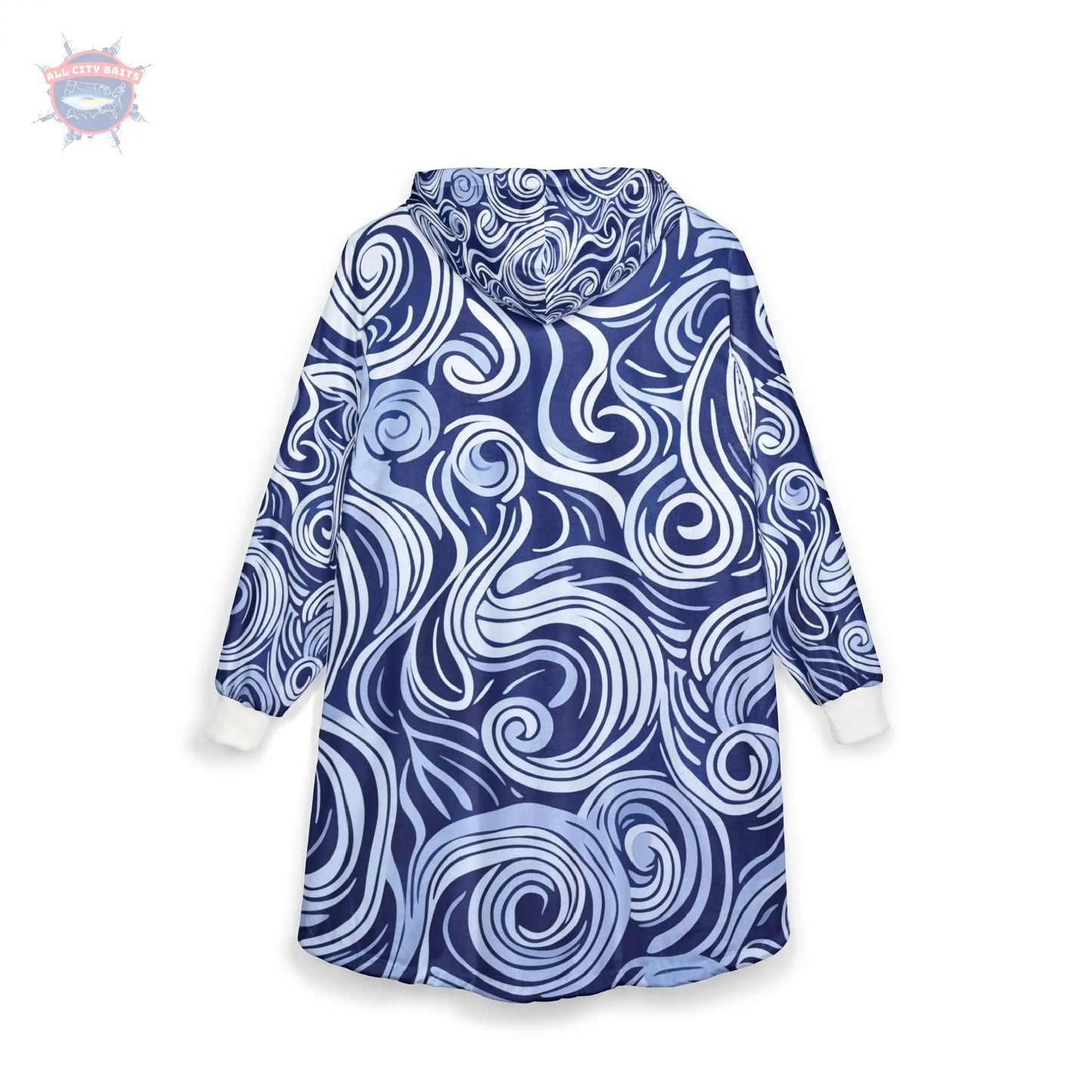 Blue Waves Beach Blanket Hoodie Printify